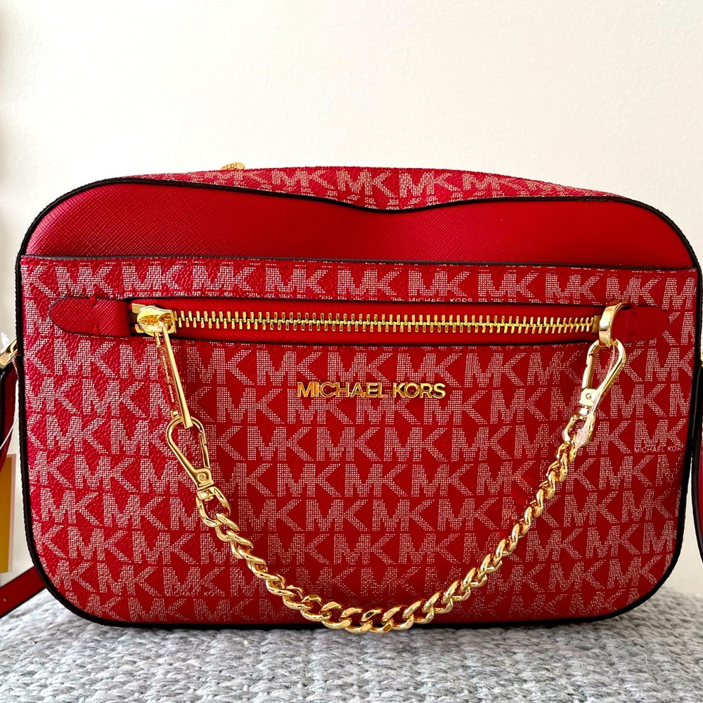 Michael Kors Red Cross Body Chain Bag